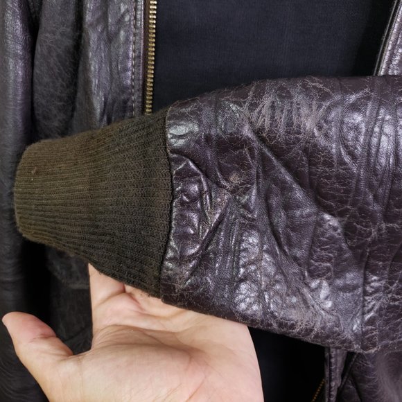 Vtg Schott Bros Leather Sherpa Jacket 85 19-MS - Picture 8 of 12